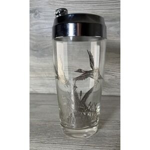 Rockwell Silver Co. Sterling Barware Cocktail Shaker Ducks & Reeds Mid-Century